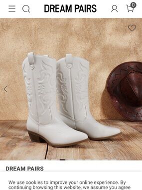 Dream Pairs Women's White Lace-Up Western Cowboy Boots
